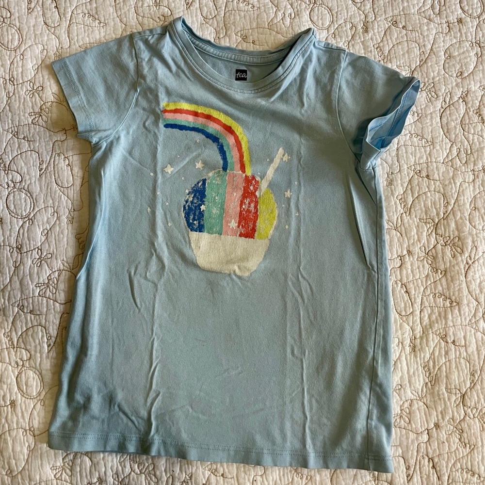 Tea Collection Light Blue Rainbow Snowcone Graphic Tee